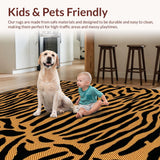 Ultra Soft Area Rug, Non Slip, Stain Resistant, Washable Area Rugs for Living Room, Bedroom, Chic Modern Zebra and Leopard Pattern Area Rug(Brown)