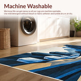 Ultra Soft Area Rug, Non Slip, Stain Resistant, Washable Area Rugs for Living Room, Bedroom, Geode Harmony Dark Blue Beige Crystal Geometric(Blue)