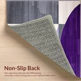 Ultra Soft Area Rug, Non Slip, Stain Resistant, Washable Area Rugs for Living Room, Bedroom, Dynamic Arc Pattern Motif(Purple)