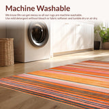 Ultra Soft Area Rug, Non Slip, Stain Resistant, Washable Area Rugs for Living Room, Bedroom, Eclectic Color Palette Striped Motif(Orange)