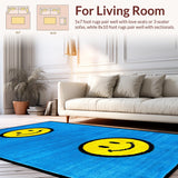 Ultra Soft Area Rug, Non Slip, Stain Resistant, Washable Area Rugs for Living Room, Bedroom, Quirky Blue Nostalgic Style(Blue)