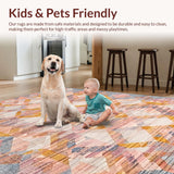 Ultra Soft Area Rug, Non Slip, Stain Resistant, Washable Area Rugs for Living Room, Bedroom, Boho Chic: Pastel-Toned Geometric Area Rug, Non-Slip(Pink)