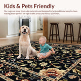 Ultra Soft Area Rug, Non Slip, Stain Resistant, Washable Area Rugs for Living Room, Bedroom, Stylish Black and Grey Elegance(Black)