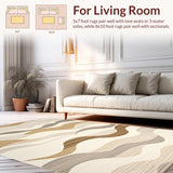 Ultra Soft Area Rug, Non Slip, Stain Resistant, Washable Area Rugs for Living Room, Bedroom, Luxurious Beige Curved Patterns(Beige)