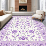 Ultra Soft Area Rug, Non Slip, Stain Resistant, Washable Area Rugs for Living Room, Bedroom, Lavender Ethereal Waves Style(White)