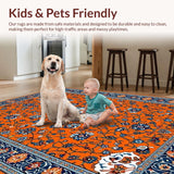 Ultra Soft Area Rug, Non Slip, Stain Resistant, Washable Area Rugs for Living Room, Bedroom, Charming Rustic Botanical Print(Orange)