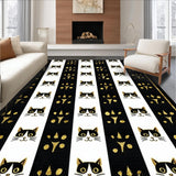 Ultra Soft Area Rug, Non Slip, Stain Resistant, Washable Area Rugs for Living Room, Bedroom, Whimsical Cat Silhouette Accent(Black)