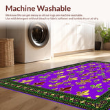 Ultra Soft Area Rug, Non Slip, Stain Resistant, Washable Area Rugs for Living Room, Bedroom, Chic Green Medallion Design(Purple)