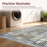 Ultra Soft Area Rug, Non Slip, Stain Resistant, Washable Area Rugs for Living Room, Bedroom, Sleek Geometric Grey Tones(Gray)