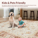 Ultra Soft Area Rug, Non Slip, Stain Resistant, Washable Area Rugs for Living Room, Bedroom, Tranquil Earthy Medallion Influence(Beige)