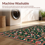 Ultra Soft Area Rug, Non Slip, Stain Resistant, Washable Area Rugs for Living Room, Bedroom, Rustic Faded Ornate Pattern(Green)