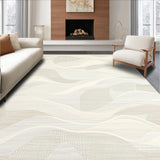 Ultra Soft Area Rug, Non Slip, Stain Resistant, Washable Area Rugs for Living Room, Bedroom, Sophisticated Cream Abstract Expression(Beige)