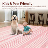 Ultra Soft Area Rug, Non Slip, Stain Resistant, Washable Area Rugs for Living Room, Bedroom, Sleek Blush Neutral Elegance(Pink)