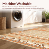 Ultra Soft Area Rug, Non Slip, Stain Resistant, Washable Area Rugs for Living Room, Bedroom, Rustic Diamond Lattice Motif(Orange)