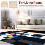 Ultra Soft Area Rug, Non Slip, Stain Resistant, Washable Area Rugs for Living Room, Bedroom, Sleek Abstract Linear Motif(Black)