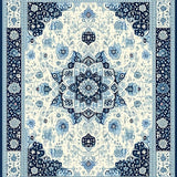 Ultra Soft Area Rug, Non Slip, Stain Resistant, Washable Area Rugs for Living Room, Bedroom, Rustic Floral Mandala Inspiration(White)