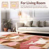 Ultra Soft Area Rug, Non Slip, Stain Resistant, Washable Area Rugs for Living Room, Bedroom, Vibrant Nature-Inspired Decorative Style(Brown)