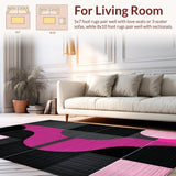 Ultra Soft Area Rug, Non Slip, Stain Resistant, Washable Area Rugs for Living Room, Bedroom, Eclectic Pink and Black Visual Theme(Pink)