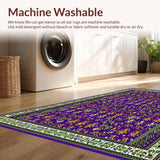 Ultra Soft Area Rug, Non Slip, Stain Resistant, Washable Area Rugs for Living Room, Bedroom, Luxurious Brown Geometric Arrangement(Purple)