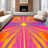 Ultra Soft Area Rug, Non Slip, Stain Resistant, Washable Area Rugs for Living Room, Bedroom, Modern Circular Sunburst Aesthetic(Orange)