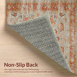 Ultra Soft Area Rug, Non Slip, Stain Resistant, Washable Area Rugs for Living Room, Bedroom, Vintage Distressed Botanical Motif(Gray)