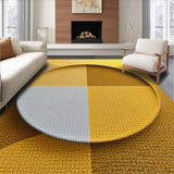 Ultra Soft Area Rug, Non Slip, Stain Resistant, Washable Area Rugs for Living Room, Bedroom, Gold Round Geometric Living Room Non-Slip Rug(Yellow)