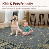 Ultra Soft Area Rug, Non Slip, Stain Resistant, Washable Area Rugs for Living Room, Bedroom, Sophisticated Marble Border Elegance(Gray)