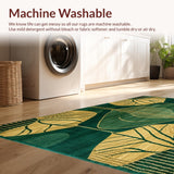 Ultra Soft Area Rug, Non Slip, Stain Resistant, Washable Area Rugs for Living Room, Bedroom, Leaf Design(Green)