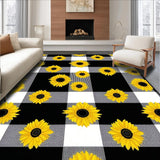 Ultra Soft Area Rug, Non Slip, Stain Resistant, Washable Area Rugs for Living Room, Bedroom, Seasonal Cheerful Sunflower Theme(Yellow)