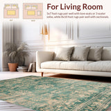 Ultra Soft Area Rug, Non Slip, Stain Resistant, Washable Area Rugs for Living Room, Bedroom, Rustic Geometric Soft Textures(Green)