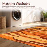 Ultra Soft Area Rug, Non Slip, Stain Resistant, Washable Area Rugs for Living Room, Bedroom, Rustic Handcrafted Wildlife Motif(Orange)