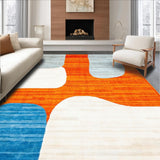Modern Abstract Area Blue & Orange Woven Design(Orange)