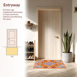 Ultra Soft Area Rug, Non Slip, Stain Resistant, Washable Area Rugs for Living Room, Bedroom, Playful Multicolor Abstract Pattern(Orange)