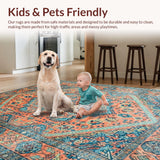 Ultra Soft Area Rug, Non Slip, Stain Resistant, Washable Area Rugs for Living Room, Bedroom, Chic Sky Blue Tiled Aesthetic(Orange)