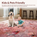 Ultra Soft Area Rug, Non Slip, Stain Resistant, Washable Area Rugs for Living Room, Bedroom, Roseate Bloom Carpet Mauve Floral Whisper Rug Soft Accent(Pink)