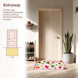 Ultra Soft Area Rug, Non Slip, Stain Resistant, Washable Area Rugs for Living Room, Bedroom, Charming Educational Dino Motif(White)