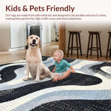 Ultra Soft Area Rug, Non Slip, Stain Resistant, Washable Area Rugs for Living Room, Bedroom, Zebra Crossing: Chic Striped Rug, Classic Color Palette, Flatweave(Gray)