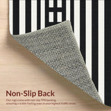 Ultra Soft Area Rug, Non Slip, Stain Resistant, Washable Area Rugs for Living Room, Bedroom, Striped Modern Rug, Black White Design(Black)