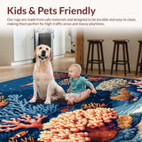 Ultra Soft Area Rug, Non Slip, Stain Resistant, Washable Area Rugs for Living Room, Bedroom, Chic Modern Striped Texture(Blue)