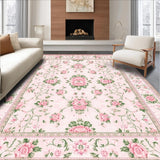 Ultra Soft Area Rug, Non Slip, Stain Resistant, Washable Area Rugs for Living Room, Bedroom, Playful Nature-Inspired Patterns(Pink)