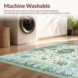 Ultra Soft Area Rug, Non Slip, Stain Resistant, Washable Area Rugs for Living Room, Bedroom, Chic Pastel Floral Medley(Ivory)