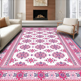 Ultra Soft Area Rug, Non Slip, Stain Resistant, Washable Area Rugs for Living Room, Bedroom, Intricate Botanical Border Design(White)