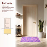 Ultra Soft Area Rug, Non Slip, Stain Resistant, Washable Area Rugs for Living Room, Bedroom, Rustic Purple and Pink Flourish(Purple)