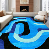 Ultra Soft Area Rug, Non Slip, Stain Resistant, Washable Area Rugs for Living Room, Bedroom, Trippy Geometric Blue Pattern(Blue)