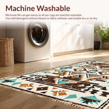 Ultra Soft Area Rug, Non Slip, Stain Resistant, Washable Area Rugs for Living Room, Bedroom, Elegant Southwestern Symmetrical Design(Brown)