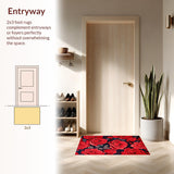 Ultra Soft Area Rug, Non Slip, Stain Resistant, Washable Area Rugs for Living Room, Bedroom, Luxurious Red Petal Arrangement(Red)