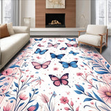 Ultra Soft Area Rug, Non Slip, Stain Resistant, Washable Area Rugs for Living Room, Bedroom, Lively Butterfly-Themed Cozy Appeal(Pink)