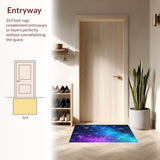 Ultra Soft Area Rug, Non Slip, Stain Resistant, Washable Area Rugs for Living Room, Bedroom, Shaggy Ombre Glitter Star Bedroom Rug(Purple)