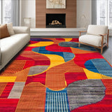 Ultra Soft Area Rug, Non Slip, Stain Resistant, Washable Area Rugs for Living Room, Bedroom, Colorful Modern Artful Round(Red)