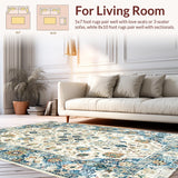 Ultra Soft Area Rug, Non Slip, Stain Resistant, Washable Area Rugs for Living Room, Bedroom, Contemporary Light Bloom Design(Beige)